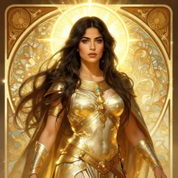 digital character concept art by artgerm greg rutkowski alphonse mucha sylvain sarrailh of salma hayek as a barbarian warrior, clear portrait, holy body! light effect. hyper detailed, glowing lights!! intricate, elegant, digital painting, artstation, smooth, sharp focus