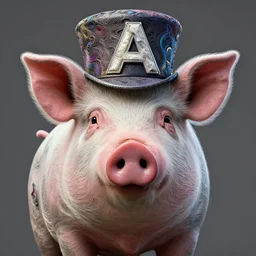 portrait of a pig in a maga hat, intricate abstract. intricate artwork, by tooth wu, wlop, beeple, dan mumford. concept art, octane render, trending on artstation, greg rutkowski very coherent symmetrical artwork. cinematic, key art, hyper realism, high detail, octane render, 8 k, iridescent accents