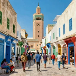 the busy streets of rabat, art by geoff darrow, high quality, extremely detailed, - c 1 3. 0