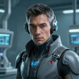 a closeup portrait of a technician in the laboratory, scifi character, cyberpunk suit, concept art, highly detailed, greg rutkowski, cedric peyravernay, anato finnstark, artstation, 8 k