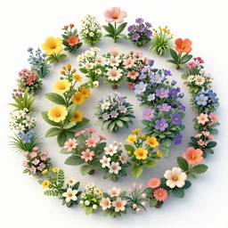 super detailed color art, a lot of small garden flowers, A multiverse of fruits, unreal engine, wes anderson color palette, 3d render, colorful, digital art