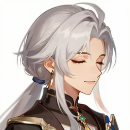 design portrait profile of genshin impact character shenhe, eyelids half closed, slight smile, concept art, by wlop, ilya kuvshinov, artgerm, krenz cushart, pixiv.