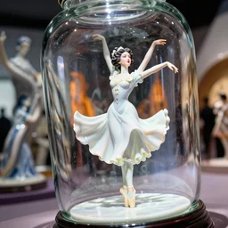 fuji gfx, 8 k, j. j abrams flare ; joyful ultra realistic hublot in blade runner ( 1 9 9 0 ) film still lilypond dance scene in frontiers in porcelain photography fashion magazine june seinen manga portrait edition, hyperrealistic real - life britt marling porcelain dancer in victorian glass jar, pointe pose, eye contact, tilt shift wide shot zaha hadid background