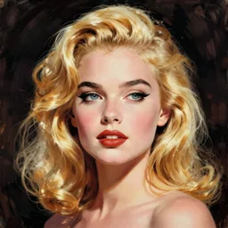 surrealistic Roy Lichtenstein blonde girl