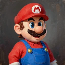 portrait of sacha baron cohen as mario, realistic oil painting