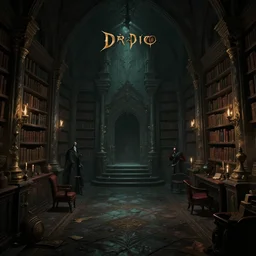 dark sinister vampire lair interior by Reylia Slaby and arol Bak, library, adventure game, inspired by Diablo concept art and Brooke Shaden