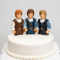 three musketeers with white birthday cake