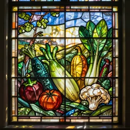 vegetables stained glass window