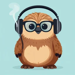 vector artwork of an ewok wearing glasses, smoking and wearing headphones