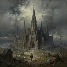 the end of the world in the style of John Kenn Mortensen, realistic painting, high definition, digital art, matte painting, very detailed, realistic
