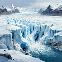 drawing of glacier calving by moebius, detailed digital art