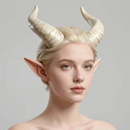 Portrait of a woman, horns, pointed ears by Mandy Jurgens