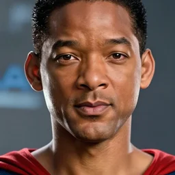 promotional image of will smith as superman in the new superman movie, detailed face, movie still frame, promotional image, imax 70 mm footage