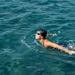 swimming in the Mediterranean, looking up to the surface