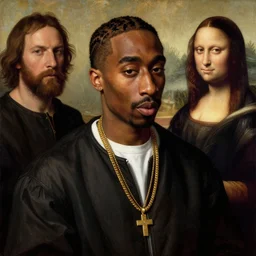 A Renaissance portrait painting of Tupac Shakur by Giovanni Bellini and Leonardo da Vinci. 8k detailed painting Tupac