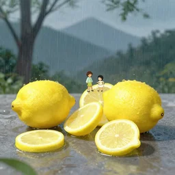 concept art still life of lemon slices by 司 机, 橡 树 山 雨, 黄 凤 年 啊, ruo xin, rongzhen luo, fenghua zhong, ruan jia. fine details, trending on artstation.