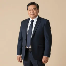 mature man in a suit wit pot belly
