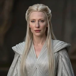 Cate Blanchett as Galadriel, fantasy concept art by J.Dickenson and Greg Rutkowski