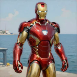 painting of ironman in the style of bonnard pierre, high detailed