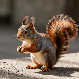 a hyper realistic shot of a squirrel in the style of piet mondrian