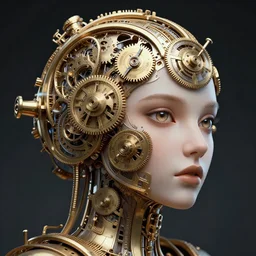 futuristic clockwork with female face