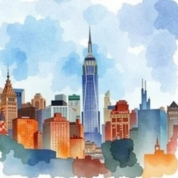 city of new york, watercolor