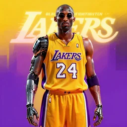 lakers kobe bryant as a cyborg, terminator, the terminator ( 1 9 8 4 ), 8 0's movie poster art, fan art, digital art, vibrant, militaristic, octane render, minimalist, trending on artstation
