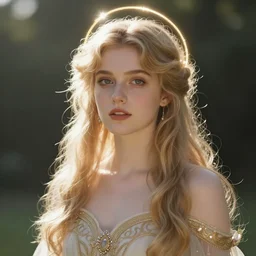 auburn princess whimsical portrait, candid, by ross tran and artgerm, photorealistic, halo of light, art nouveau, sparkling, morning light