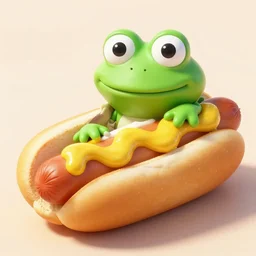 pepe the frog in a hot dog bun covered in mustard x 4