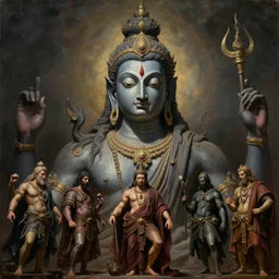 a beautiful cinematic masterpiece gothic headshot portrait of majestic colossal hindu god brahma, by tim hildebrandt, by caravaggio, by wayne barlowe, by bruce pennington, by greg rutkowski, oil on canvas, trending on artstation, featured on pixiv, brilliant lighting, sharp, hyper - detailed, cinematic composition, no frames, hd, 8 k