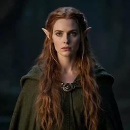 portrait of a female elf with long hairs abd a cloak in alan lee and marc simonetti and emil melmoth style  , cinematic lighting