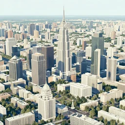 city center, mix between American city and Soviet city
