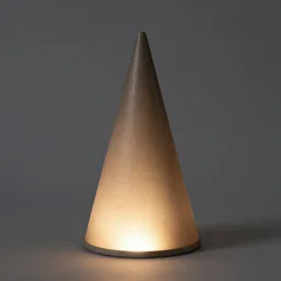 a sideways cone with light being emitted from the bottom of the cone