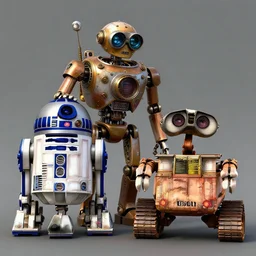 a steampunk robot ( ( ( r 2 d 2 and wall - e ) ) )