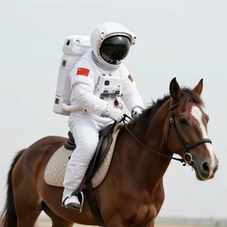 A photo of an astronaut riding a horse.