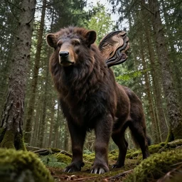 mythological forest beast standing a swedish forest very low angle photograph trending on artstation