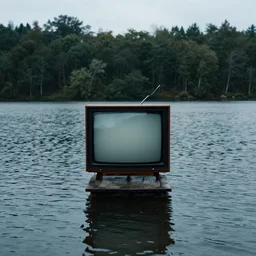 tv on the middle of lake by steven klein