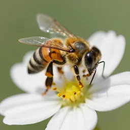 a closeup photo of a bee on a flower