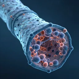 nanotechnology microscopy, scientifically accurate, 3 d concept render, carbon nano tube, cryo - em, molecular pore, x - ray crystallography, ambient occlusion, by david s goodsell, artstation