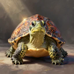 Portrait of a cute turtle, digital painting