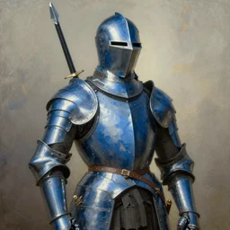 knight in blue armour by n. c. wyeth, high detail,