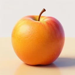 an (apple) !orange! on a table, digital art, highly detailed, trending on artstation