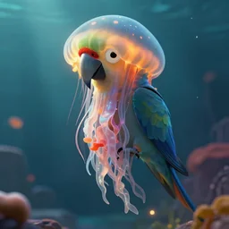 parrot - jellyfish hybrid, wlop, cinematic, artstation