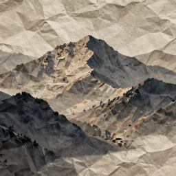 wrinkled paper that casts shadows that look like mountains