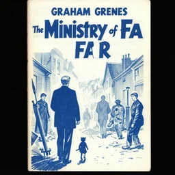 blue - and - white pulp comic book of graham greene's the ministry of fear