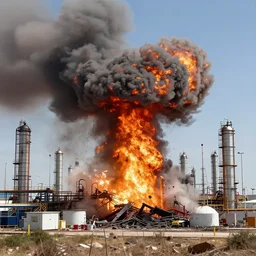 an explosion rocks a fuel refinery, set in Madrid