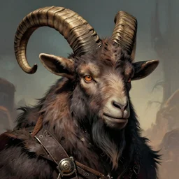 still from 3 0 0 of a head and shoulders portrait of a bugbear with goat horns, d & d, high fantasy, by donato giancola, comic book cover