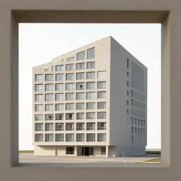 a single building, set in an open space, framed on its own, with many details, matte colors, by moebius and dirk dzimirsky and satisho kon,