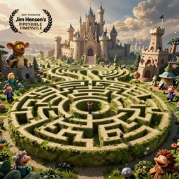 jim henson's labyrinth an impossible maze filled with twisted turns a goblin city and a castle looming in the background by edgar maxence and caravaggio and michael whelan and delacroix style, artistic, intricate painting, cinematic lighting, hyper realistic, extremely detailed, establishing shot, 8 k resolution, dramatic lighting