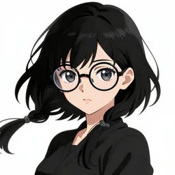 portrait of a female anime hero, wearing big black circle glasses, a flowing black cape and diamond armor, art by artgerm, fantasy art